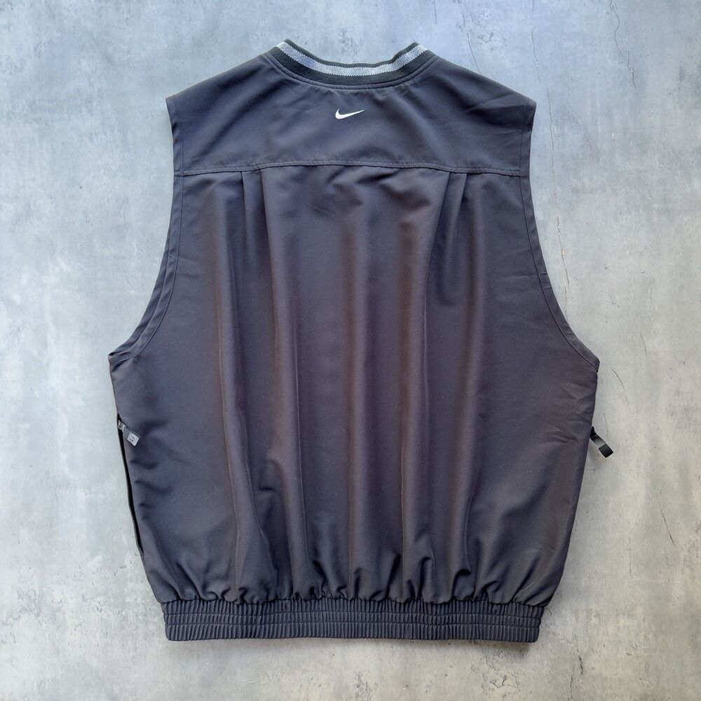 VTG Nike Golf Sleeveless V Neck Pullover Windbreaker Vest Black Striped Men L